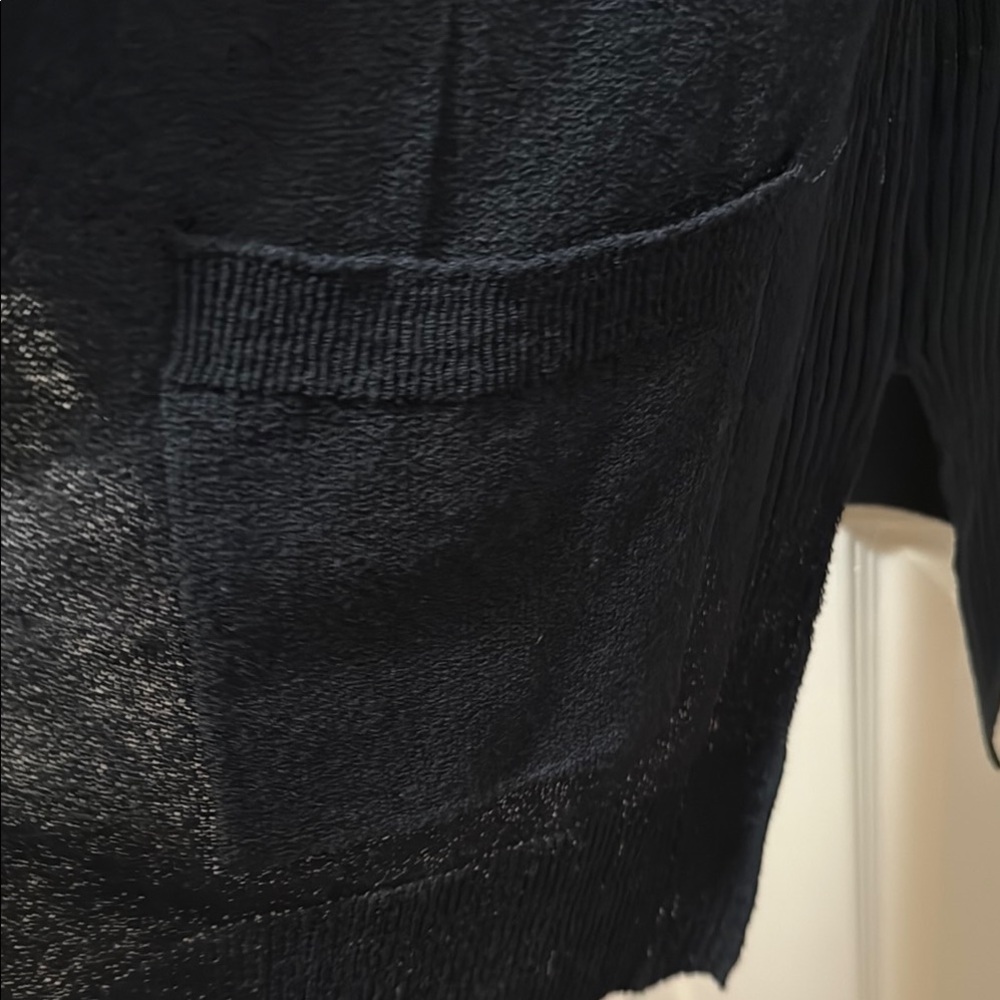 Black Open Front Cardigan Sweater Medium - Picture 6 of 8